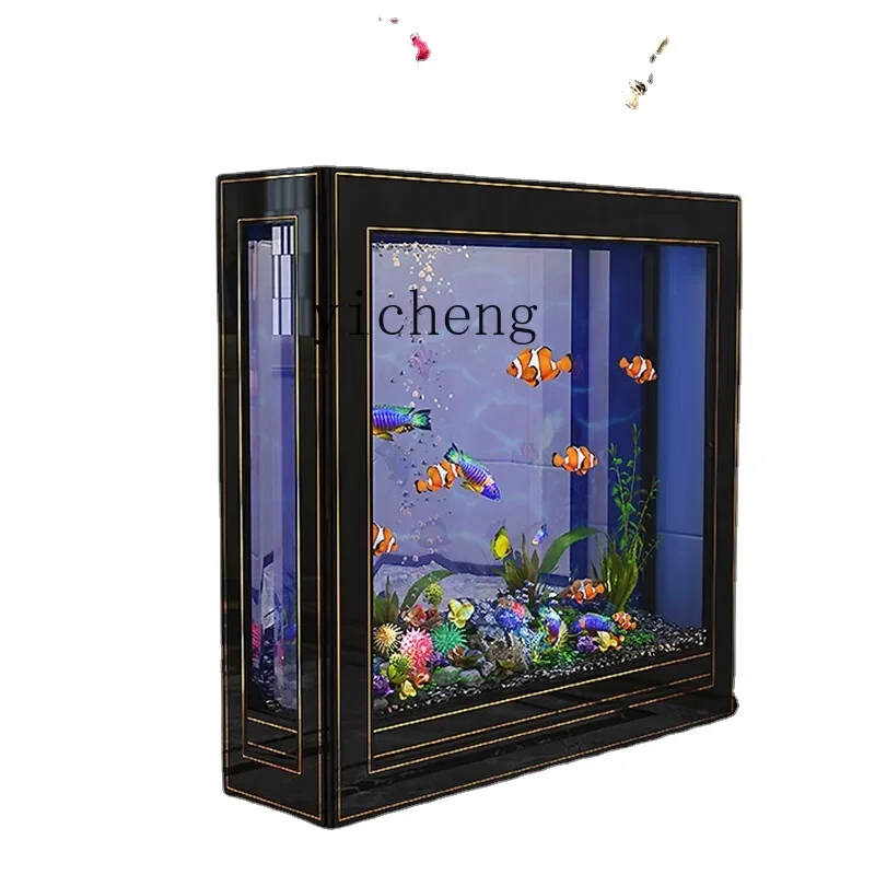 

YY European-Style Rectangular Subareas Screens Fish Globe Medium and Large Floor Glass Aquarium