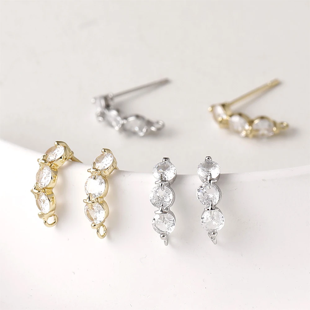 2 Pieces Copper Plated 14k Gold Inlaid Zircon Curved Star Shaped Earrings DIY Jewelry Making Semi-finished Products Accessories