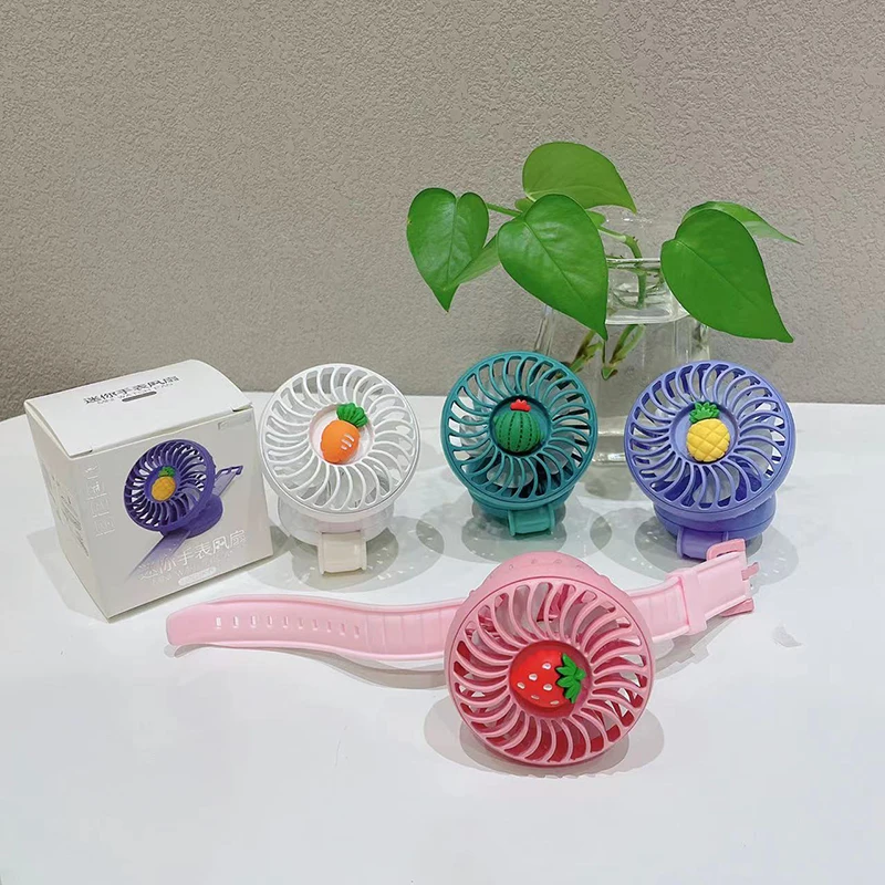 Geekroom-Ventilador de pulso mini dos desenhos animados das crianças, ventilador portátil do relógio, USB recarregável, refrigerador de ar, presentes das crianças, verão