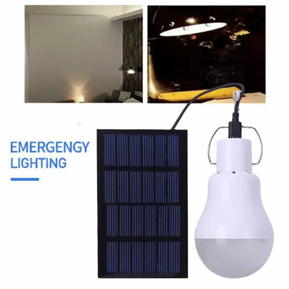 USB Charged LED Solar Bulb Portable Hanging Sunlight Solar Energy Light with Hook Solar Panel Fishing Camping Lamp Hiking