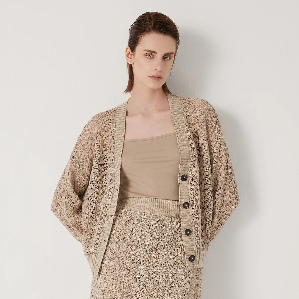 

Pop BC1129 High-quality Luxury Women's Pure Linen Cardigan Sweater Ladies Summer Clothes