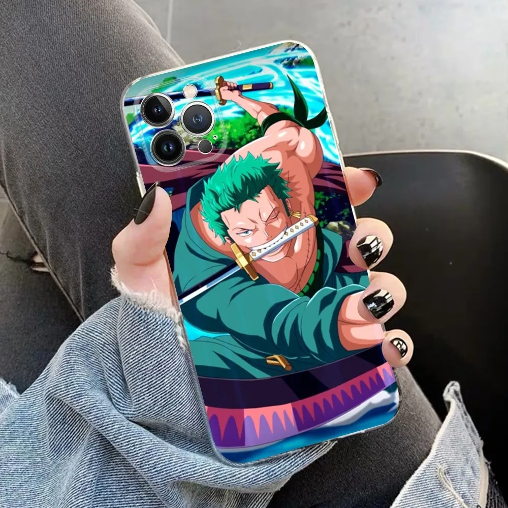 Anime One P-Pieces Roronoa zoro Phone Case for iPhone 15 8 7 6 6S Plus X SE 2020 XR XS 14 11 12 13 Mini Pro Max Mobile Case