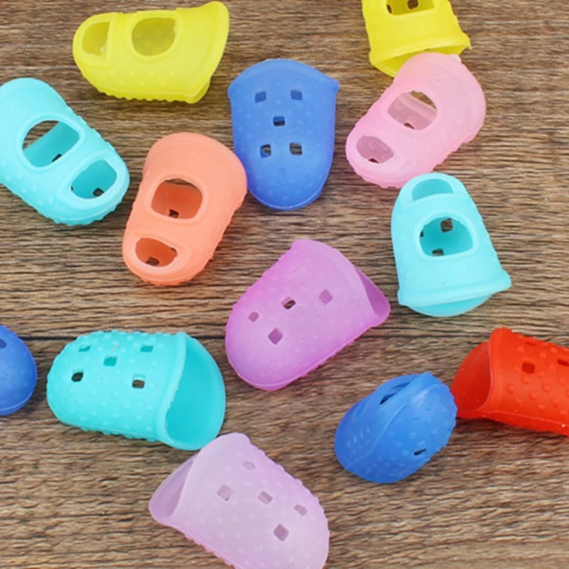 5Pcs Colorful Silicone Thimbles Hollowed Out Breathable Playing Guitar Protective Finger Sleeve DIY Crafts Sewing Tool Supplies