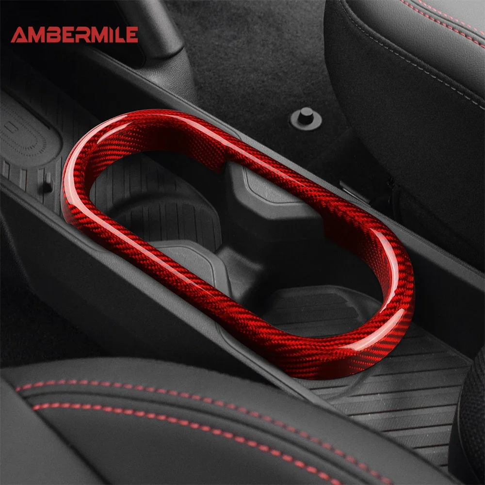 For Mini Cooper E SE J01 EV Electric J05 Aceman 2024 2025 Real Hard Crbon Fiber Car Center Water Cup Holder Cover Sticker