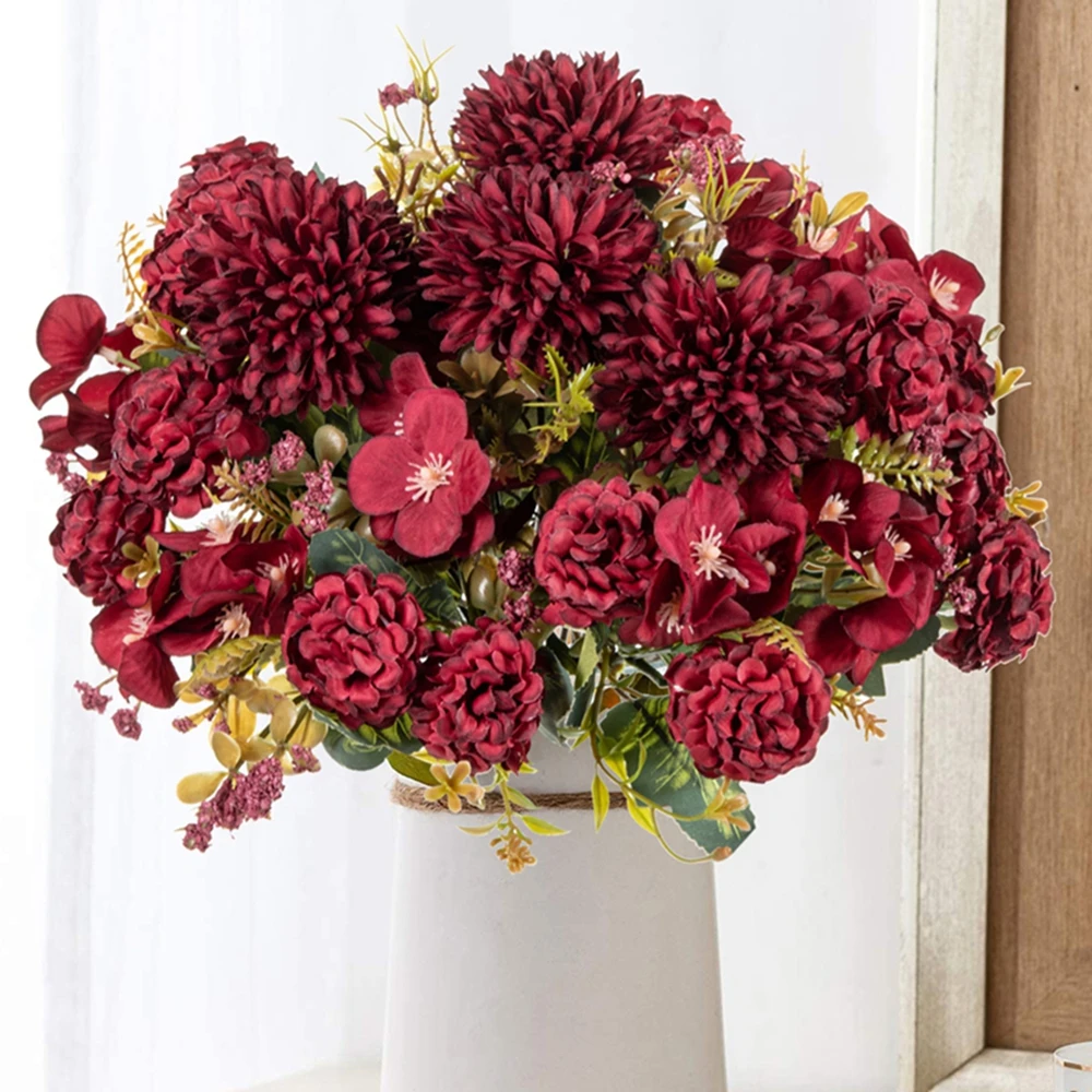 

Artificial Flowers Wedding Silk Hydrangea Brial Bouquet Room Home Table Decor Diy Gift Yard Garden Festival Garland Scrapbooking