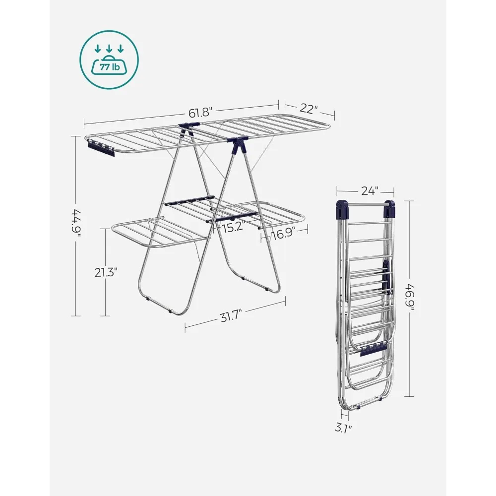 Imagem -06 - Songmics-roupa Dobrável Secagem Rack Nível de Lavandaria Secagem Rack -standing Grande Secagem Rack