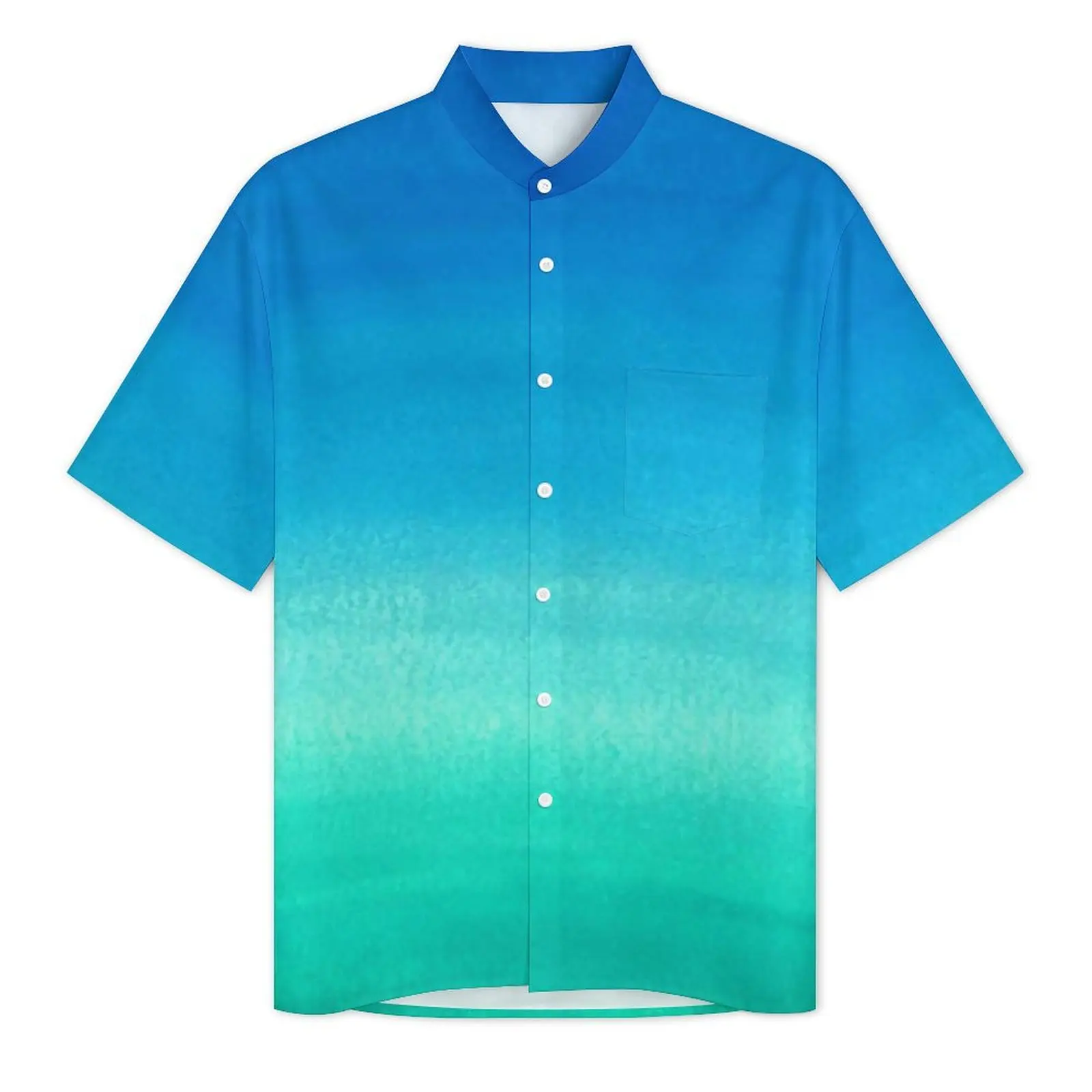 Blue Green Ombre Casual Shirt Neon Ocean Classic Hawaiian Shirts Male Short-Sleeve Vacation Fashion Design Oversized Blouses