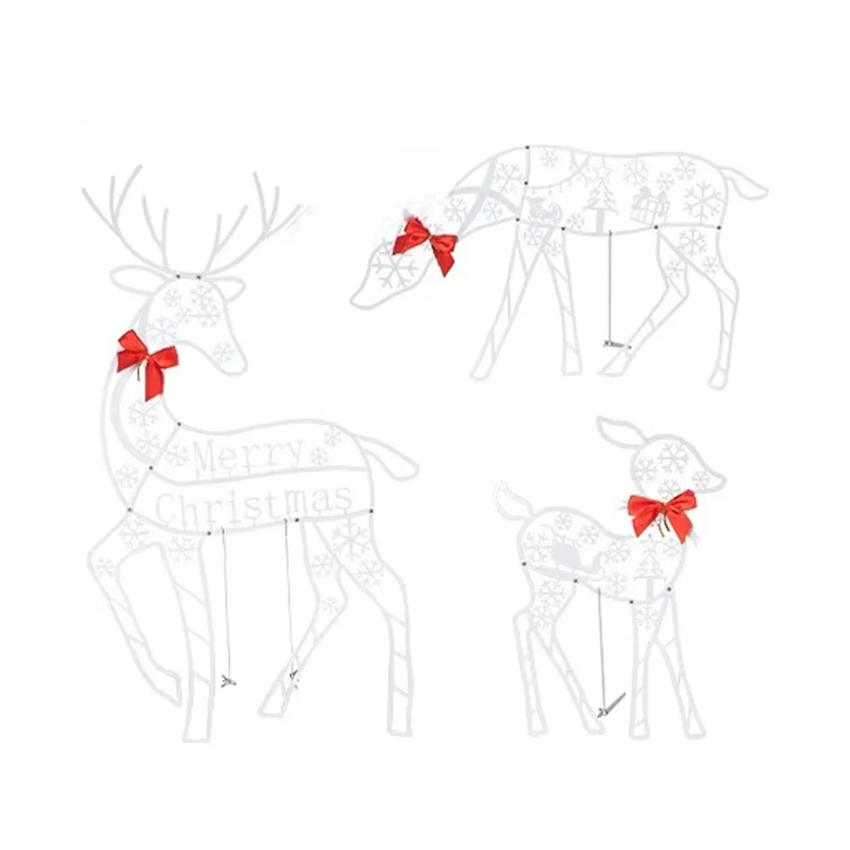 3 uds. De decoración navideña para jardín de ciervos ArtElk de hierro hecha a mano y luz LED brillante con purpurina, Reno, decoración navideña para el hogar y el patio al aire libre