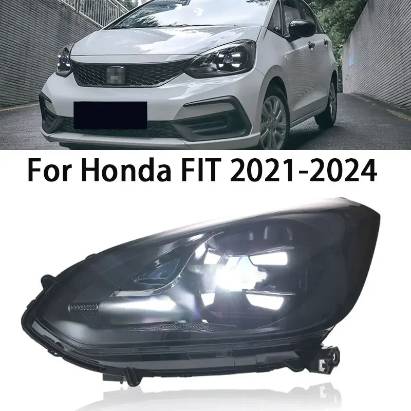 Car Front Headlight For Honda Jazz Fit LED Headlight 2020-2024 Headlights GR9 DRL Turn Signal High Beam Angel Eye Projector Lens