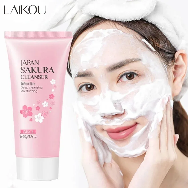 LAIKOU Facial Cleanser Moisturizing Wash Remove Blackhead Shrink Pores Deep Cleaning Oil Control  Skin Care 50g