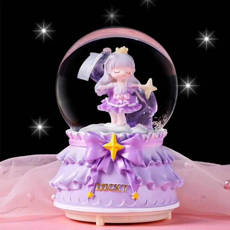 Creative Snowball Music Box Luminous Crystal Ball Girl\'s Birthday Gift Home Decoration