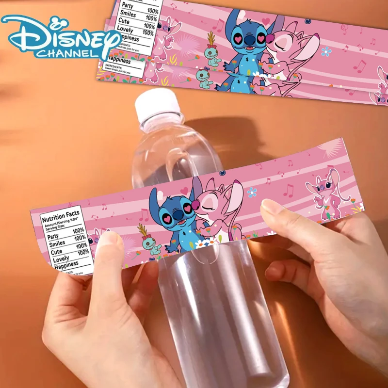 

2025 New Disney Stitch Theme Mineral Water Bottle with Cartoon Cartoon Birthday Party Decoration Packaging Stickers Wholesale