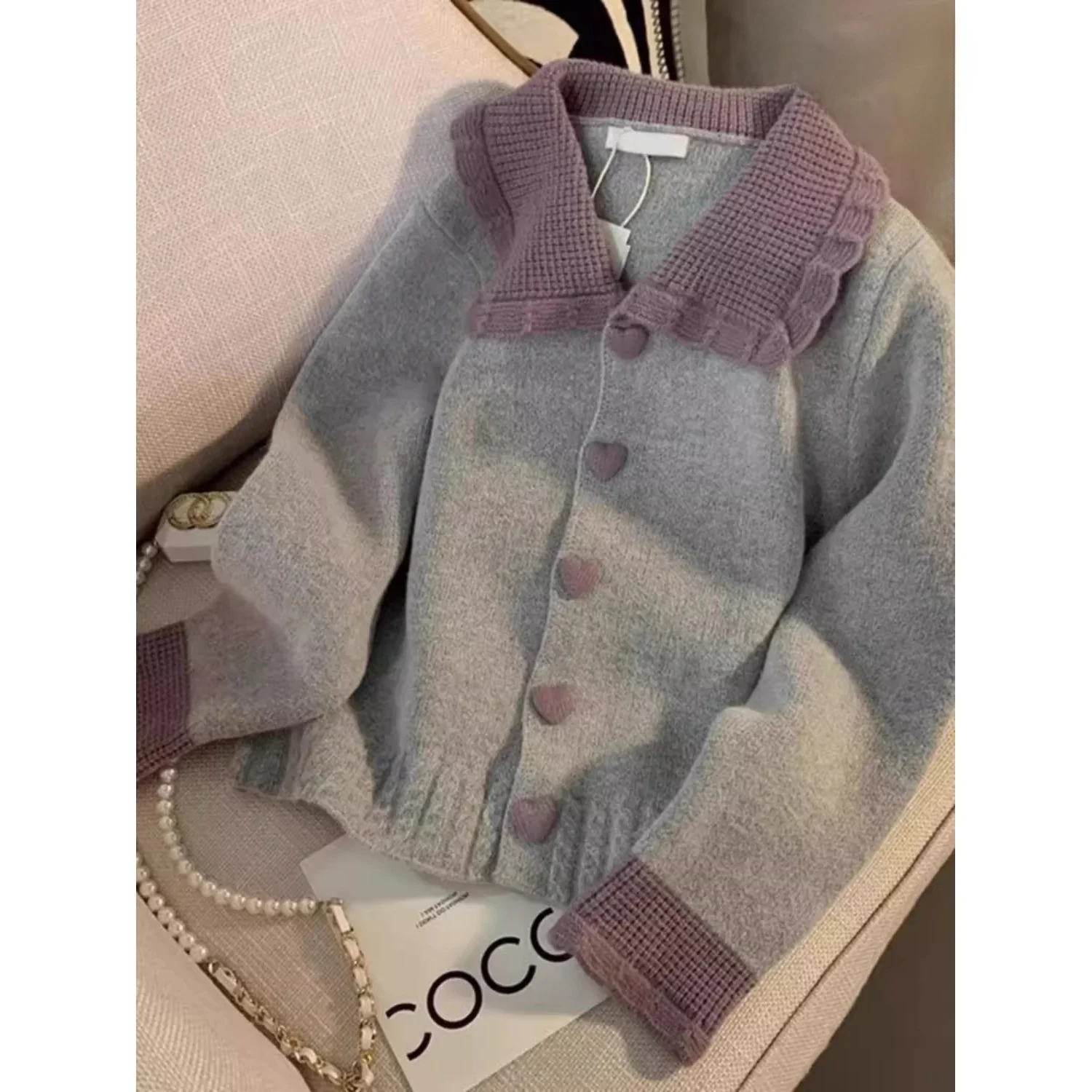 

Свободный вязаный свитер на пуговицах для пар, мужской и женский, больших размеров, 300 Pou, осенне-зимний, стройнящий силуэт