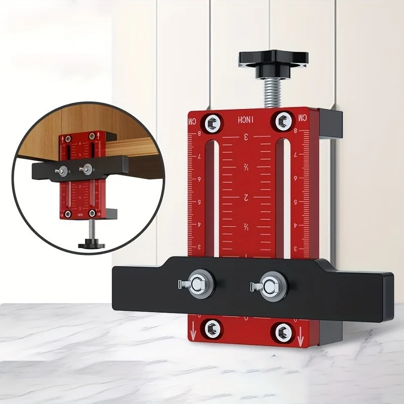 Cabinet Door Mounting Jig W/ Support Arm&Clamp Aluminum Cabinet Door Positionner for Installing Cabinets W/ Face Frame/Frameless