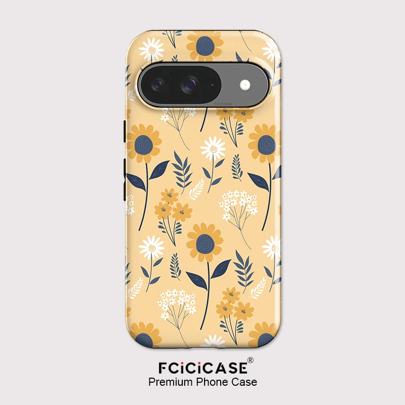 Fcicicase stoßfeste Handyhülle für Google Pixel 10 9 8 Pro 10A 8A 7A 9 10 Pro XL, Blumenmuster, Acryl-Rückseite