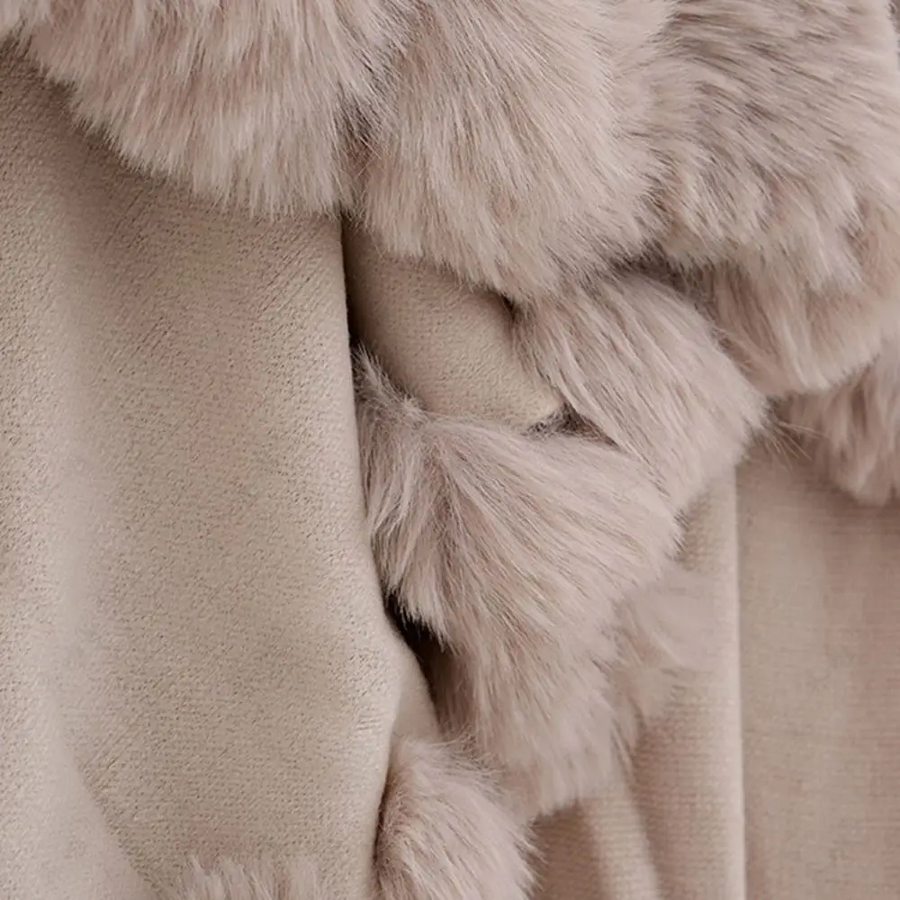 

Модная зимняя женская накидка из искусственного кроличьего меха, толстая теплая длинная теплая шаль, верхняя одежда, свободная накидка-пончо