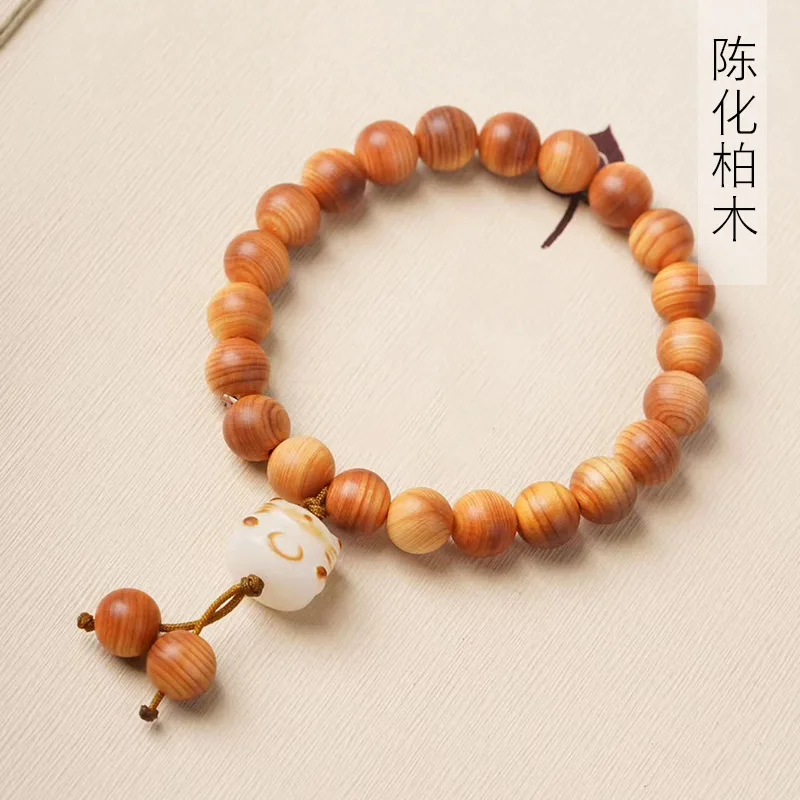 Aged cypress wood DIY charcoal-burned cat-style bracelet, 0.8mm size, unisex prayer beads, jewelry decoration, handheld
