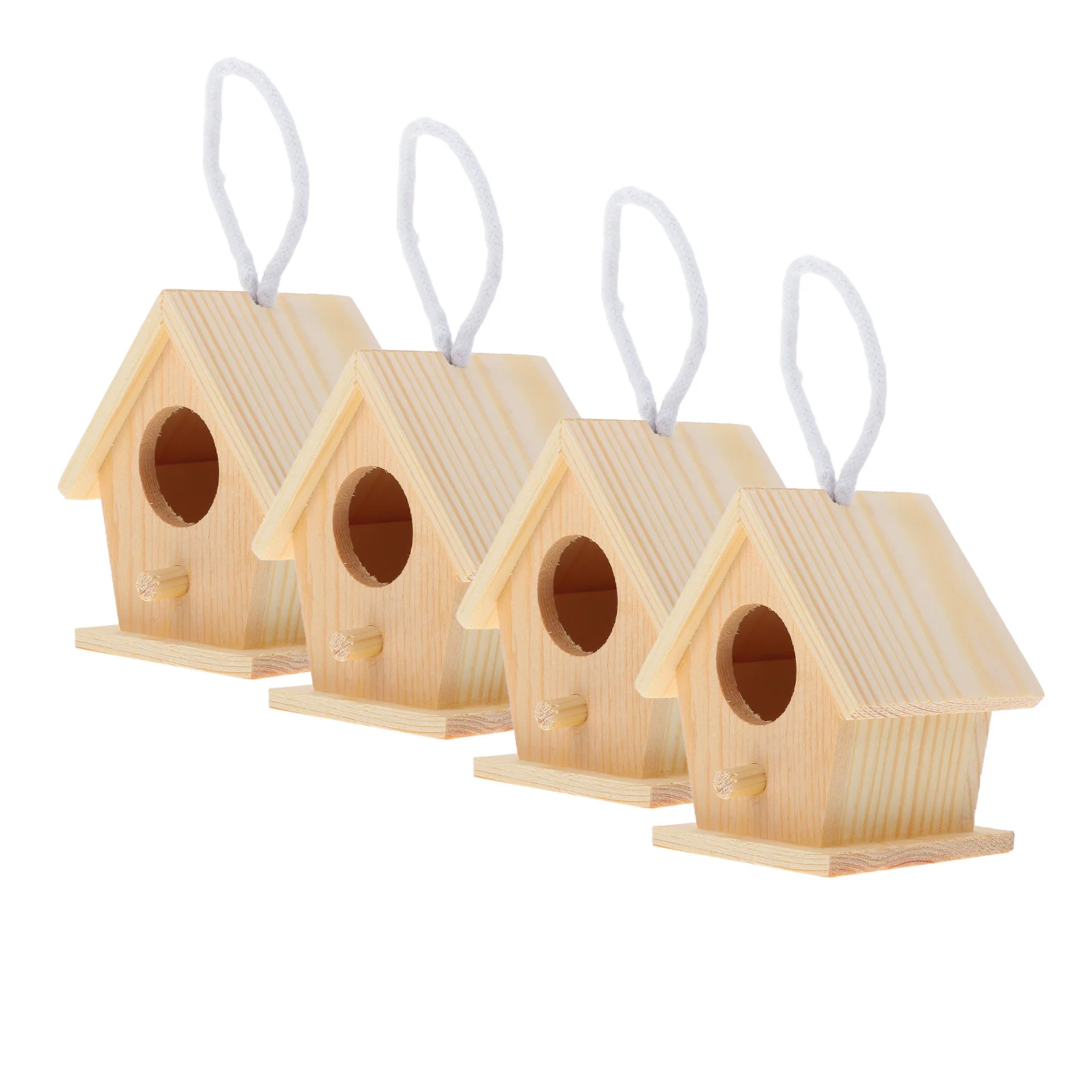 

4Pcs Mini DIY Bird House Kits Unfinished Wood Hanging Birdhouses Small Outdoor Party Decoration Bird Houses for Outside