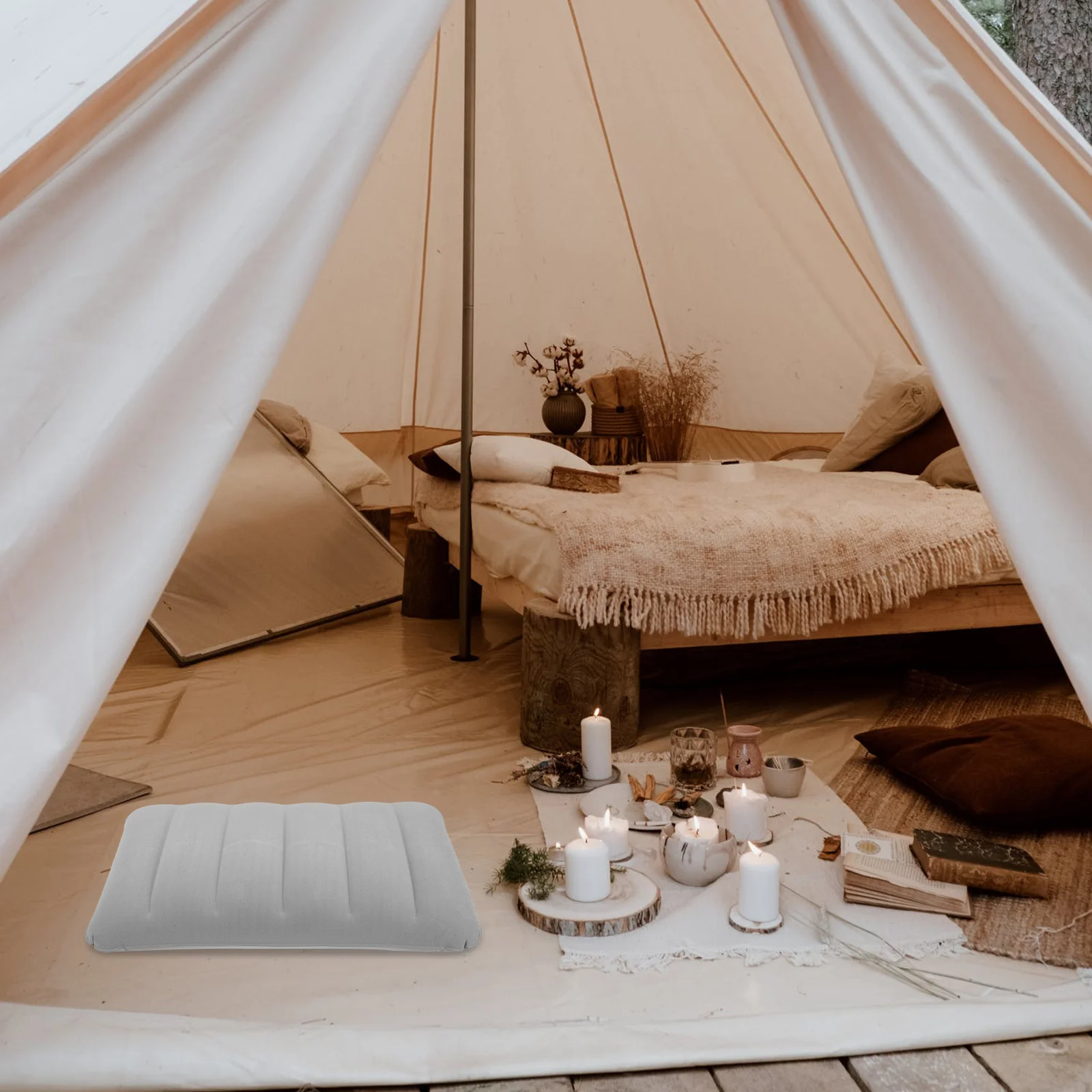 1pc travesseiro inflável ao ar livre engrossado pvc reunindo superfície travesseiro de acampamento para mochila caminhadas viagem nap portátil