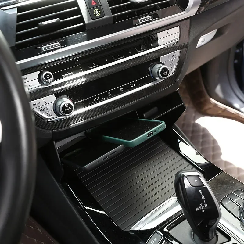 

For BMW X3 X4 G01 G02 2018-2022 ABS Black Car Central Control Storage Box Phone storage Sundries box Car Accessories