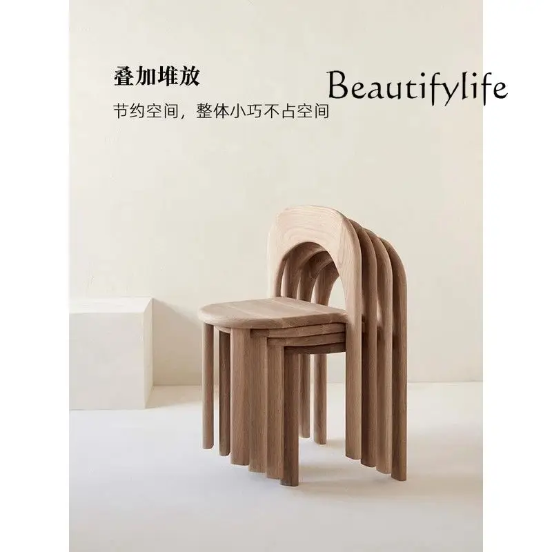 

Modern Minimalist Nordic Solid Wood Stools | Stackable with Backrest, Versatile Seating for Cafes, Guesthouses & Dining