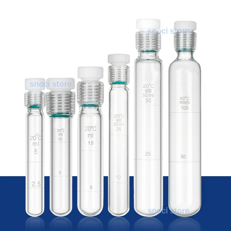 Glass Pressure Resistant Tube Colorimetric Tube Chemical Laboratory Round Bottom Test Tube PTFE Plug 5ml 10ml 15ml 20ml 50m100ml