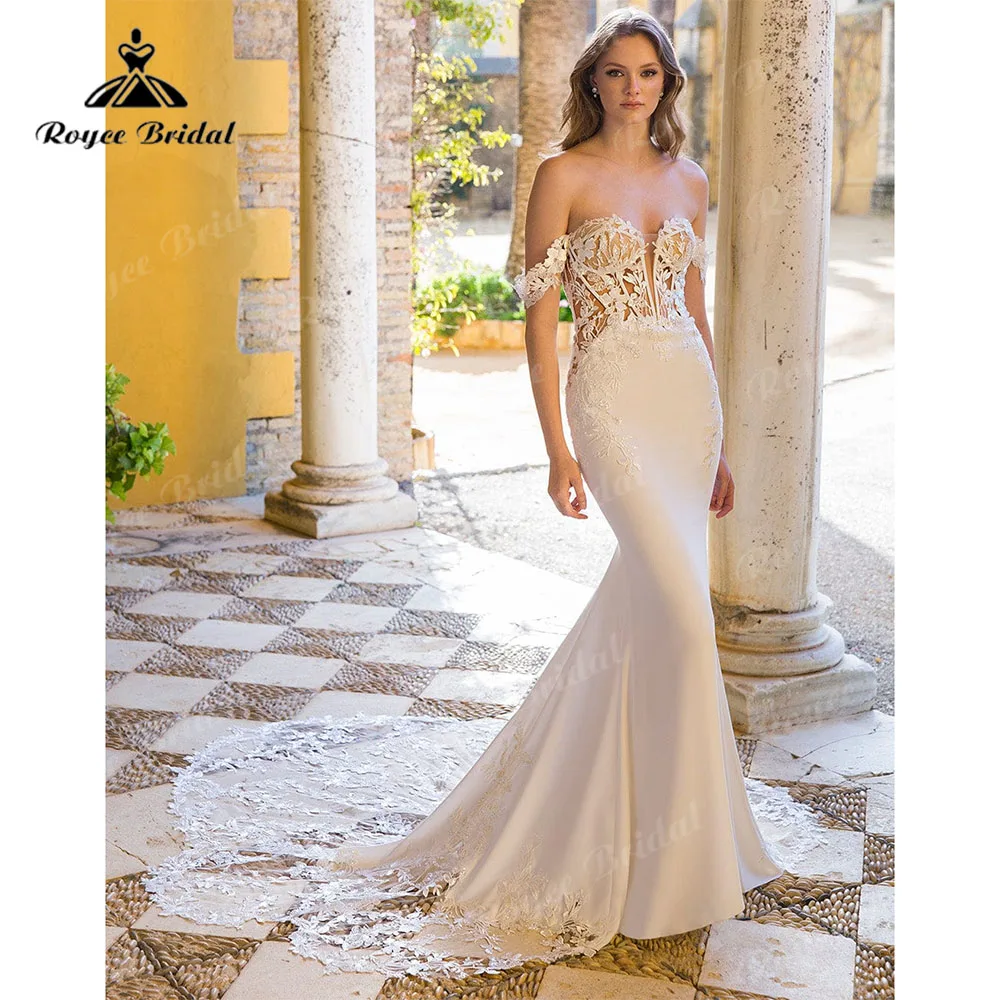 Roycebridal Sweetheart Lace Mermaid/ทรัมเป็ตชุดแต่งงาน Appliques Court รถไฟ2023 Off ไหล่ Robe Mariée Sirene เจ้าสาว