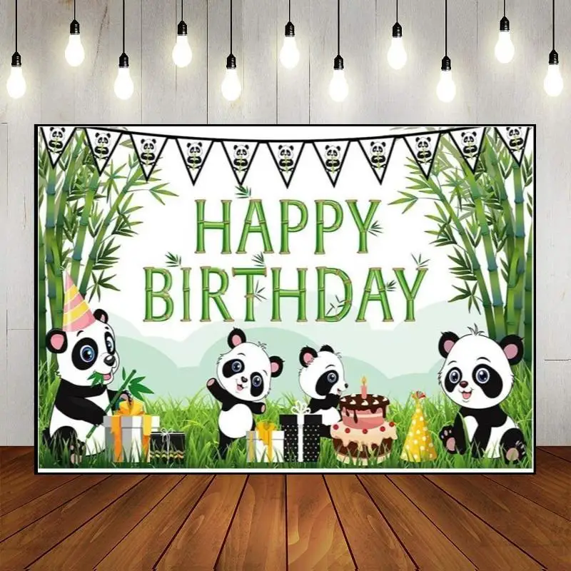 

Panda Bamboo Party Backdrop Photo Background Photography Birthday Decoration Happy Backdrops Cartoon Cute Newborn Props Wall