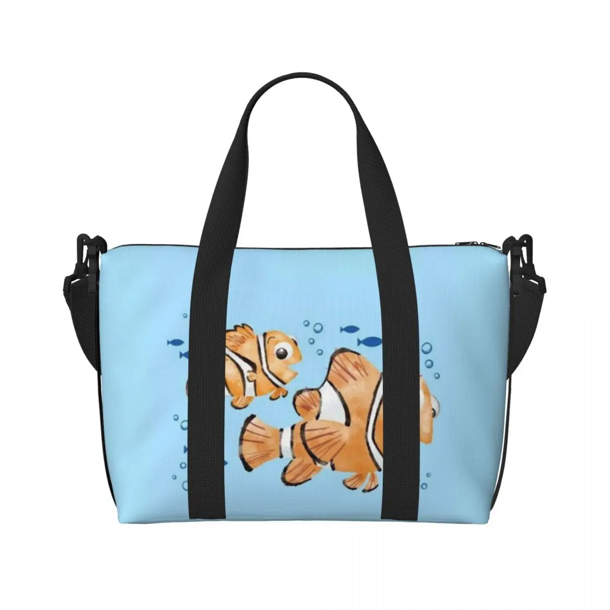 Custom Finding Nemo Tote Bag Women Large Capacity Beach Gym Shoulder Travel Bag