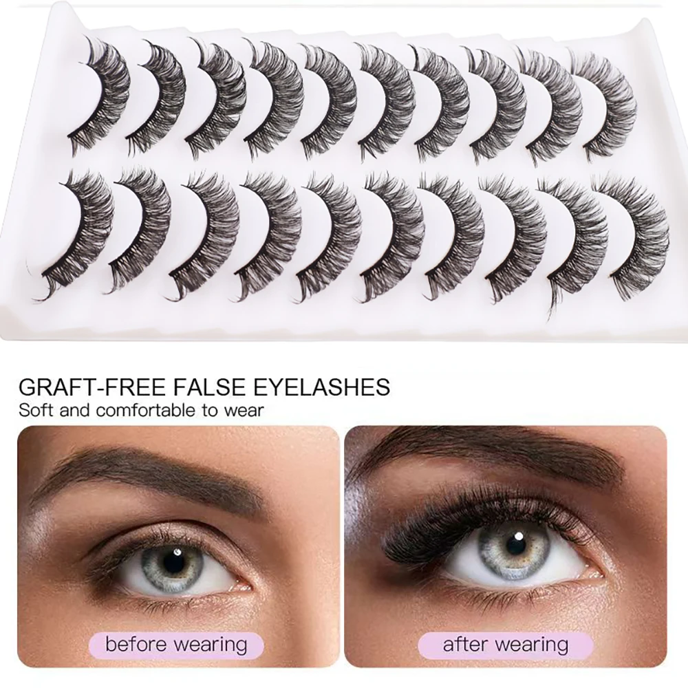 منتجات جديدة من أوروبا وأمريكا: 10 أزواج من الرموش الصناعية، رموش سميكة على شكل متقاطع، و10 أزواج من العين البيضاء المدعومة