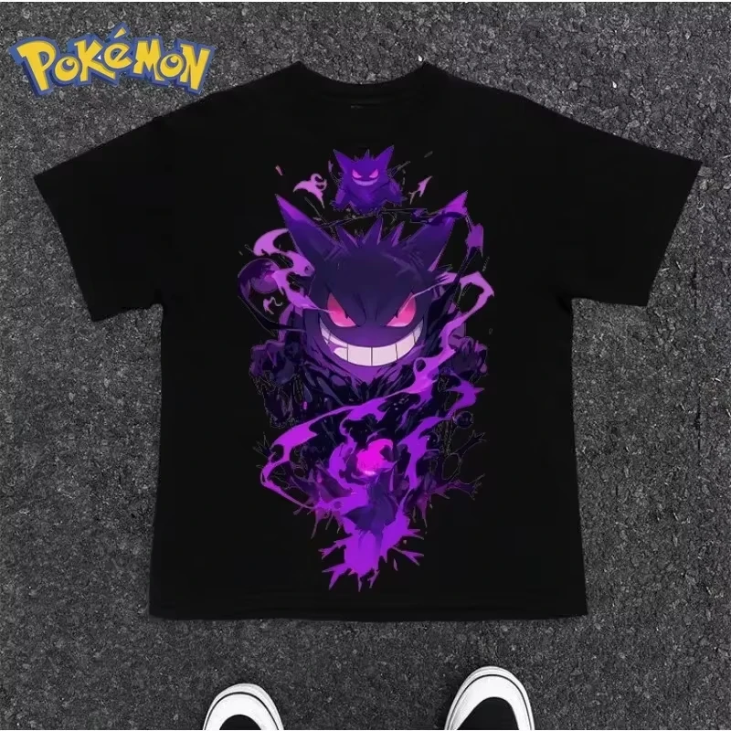 Pokémon Anime Gengar Bedrucktes T-Shirt Sommer Herren- und Damen-T-Shirt Trendiges lockeres lässiges Y2K 2026 Neues Streetwear-T-Shirt
