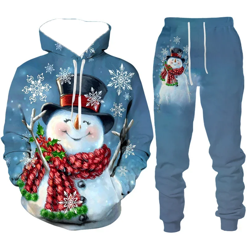 

Autumn and Winter Men's Hoodie Set Men's Santa Claus Printed Street Sports Hoodie Set Quick Drying and Comfortable Hoodie Set
