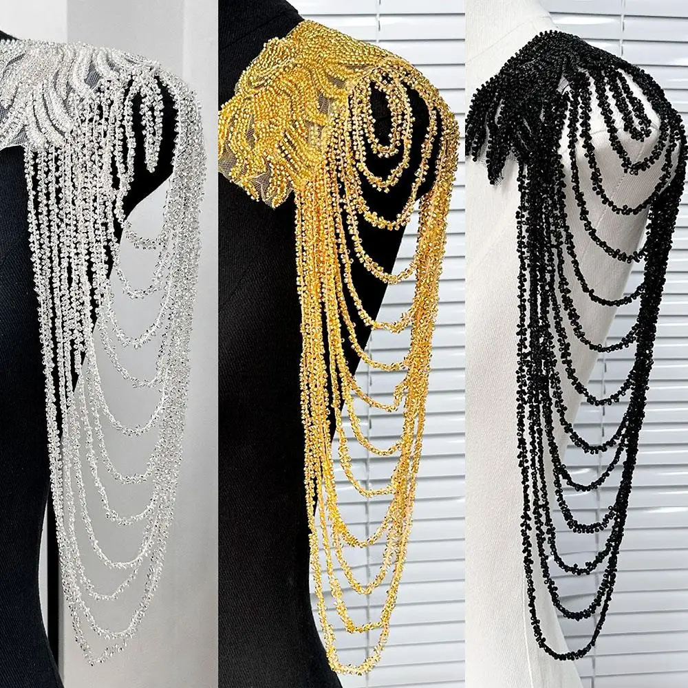 

Gold Embroidery Shoulder Wrap DIY Decor Sewing Patch Tassel Chain Sequin Shoulder Ornaments Cosplay Party Costume Accessories