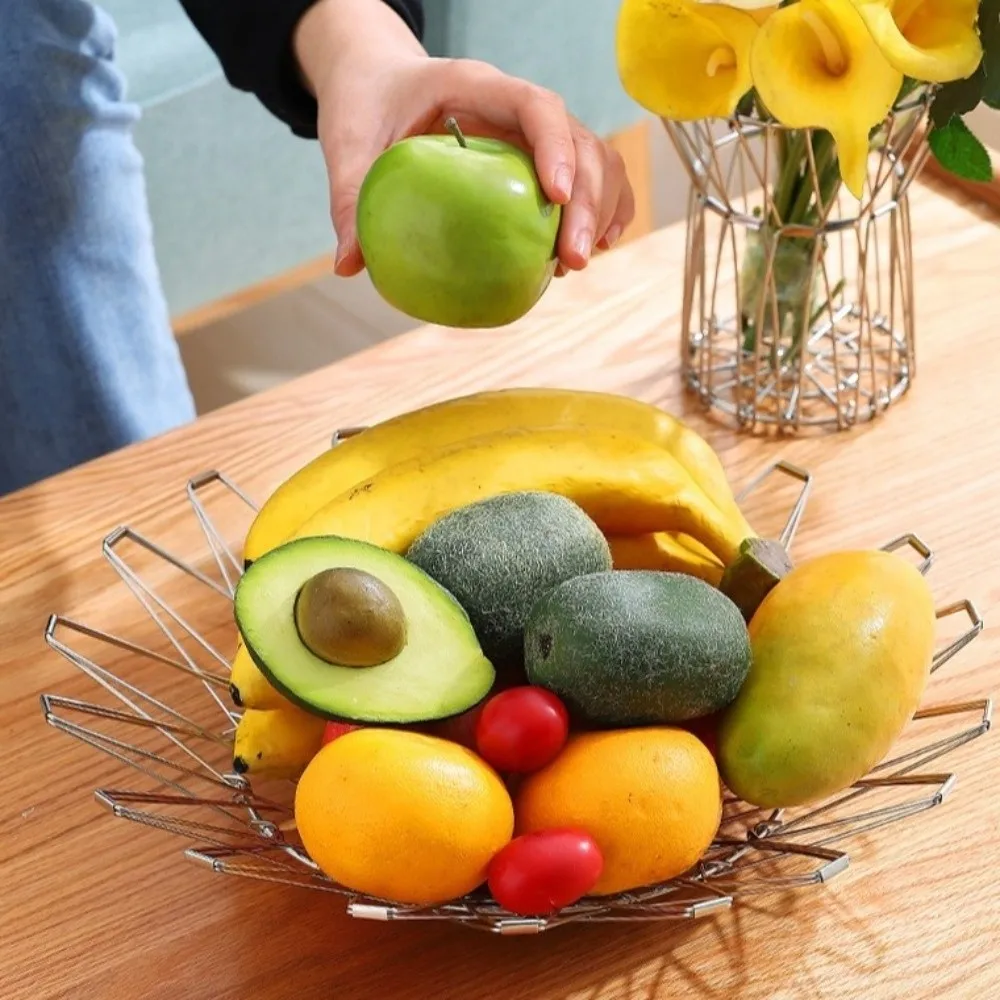 

Versatile Basket Hollow Structure Foldable Fruit Basket Scalable Modern Storage Basket Simple Candy Dessert Rack Desktop Storage