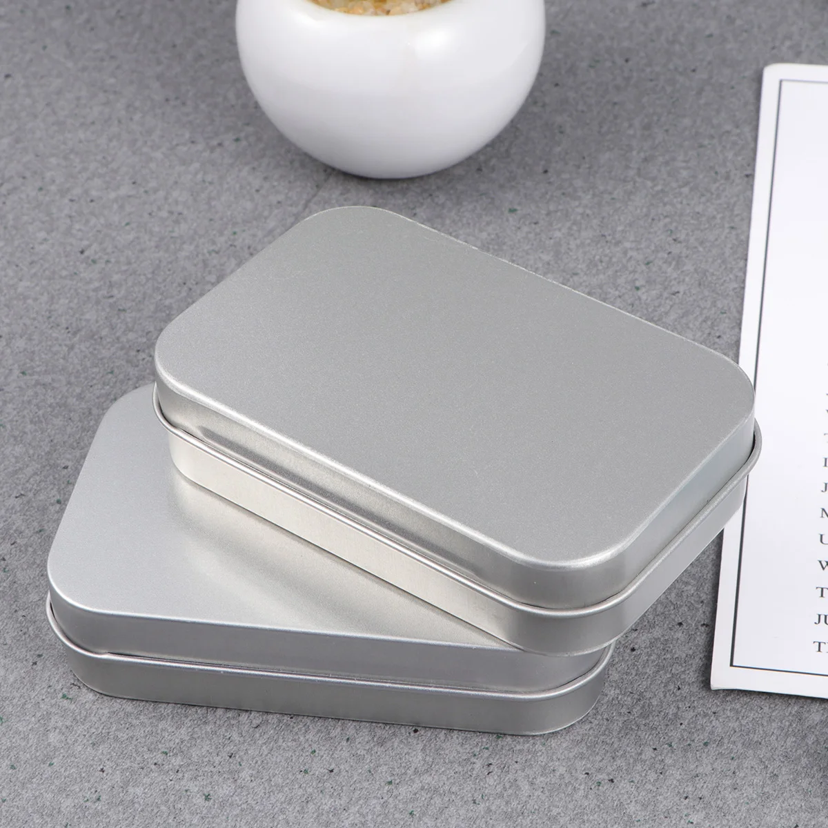 

Organizer Mini Tin Box Empty Rectangular Tins Rectangle Containers Silver Metal Cans