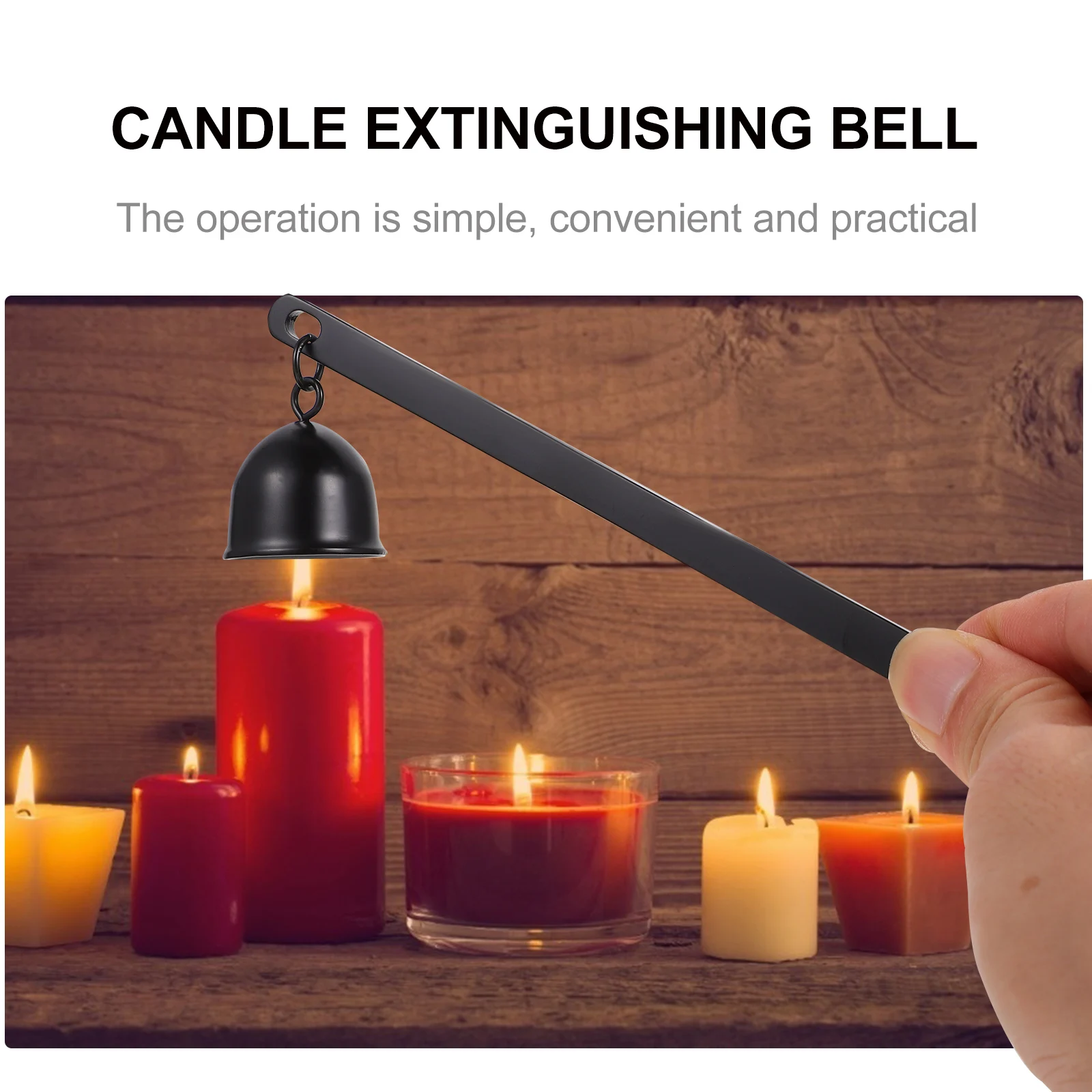 غطاء فتيل طفاية الرأس بمقبض طويل من الفولاذ المقاوم للصدأ سهل الاستخدام للشموع المدببة #6