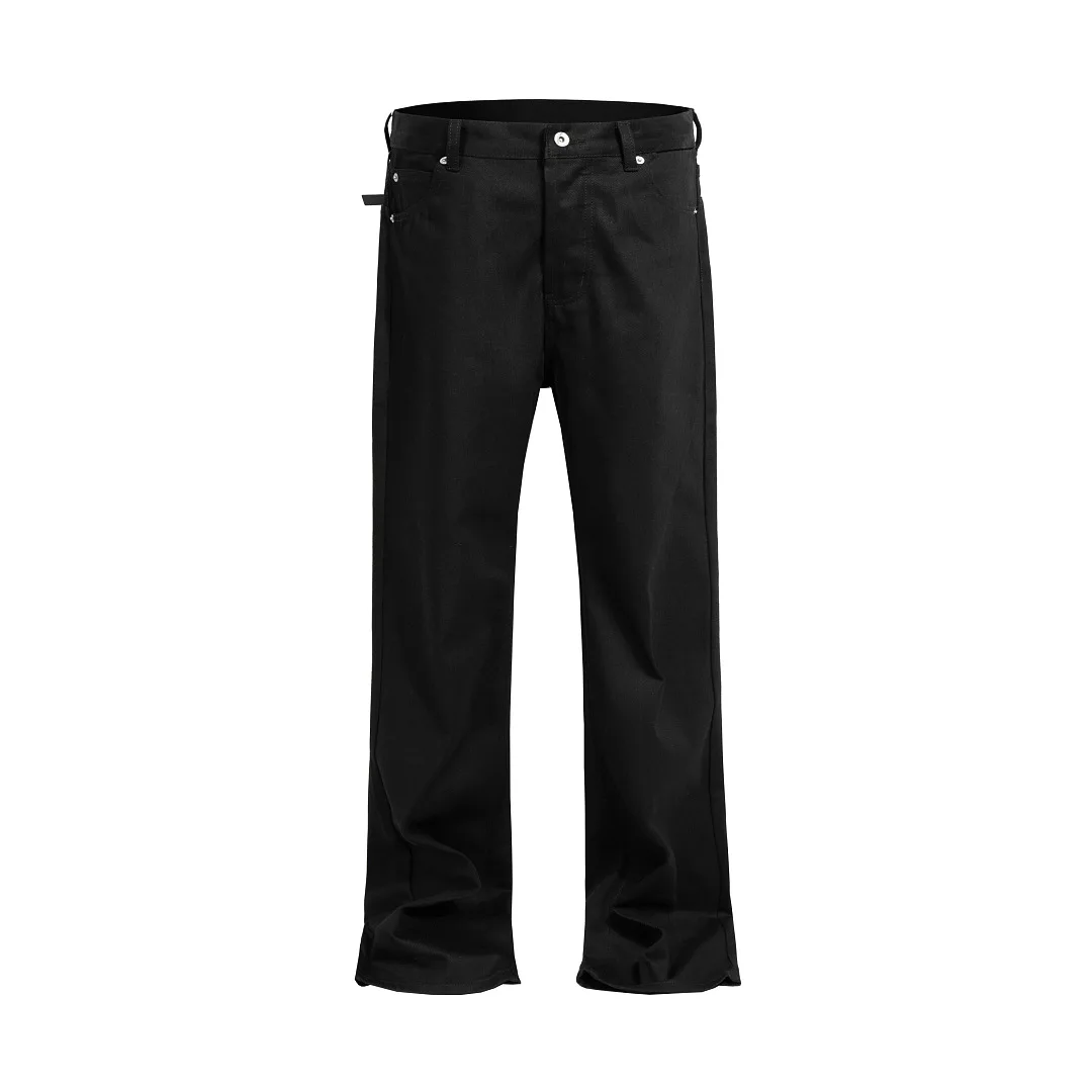 

European & American Pure Black Raw Denim Jeans for Men and Women 2026 Spring Trendy Hip Hop High Street Button Fly Flared Pants