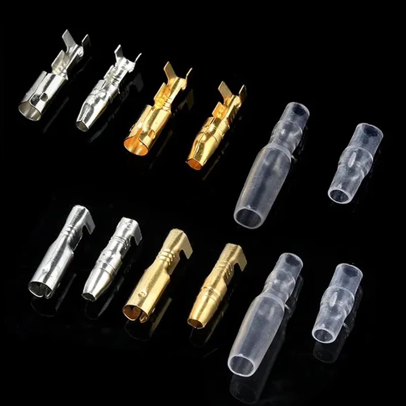 25/50/100sets 4.0 bullet Crimp terminal car electrical wire connector diameter 4mm Female+Male+Case Cold press terminal 1in1out