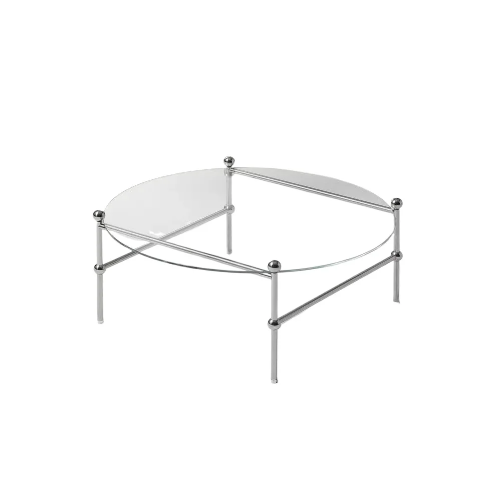 

Internet celebrity tempered glass small apartment coffee table living room bedroom light luxury transparent small round table