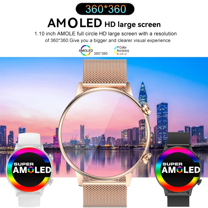 2024 New AMOLED Smart Watch Women NFC Female Menstrual Monitor Bluetooth Call Smartwatch Sport Fitness Waterproof Watches ladies