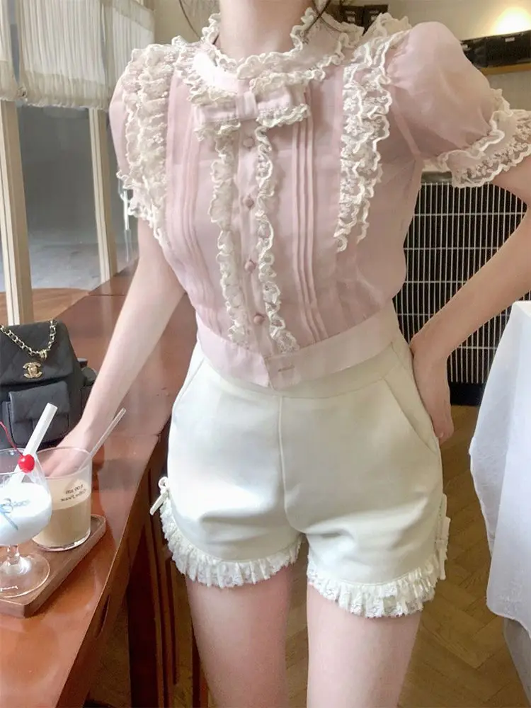 

Summer New French Style Lady Style White Elegant Lace Shorts for Women