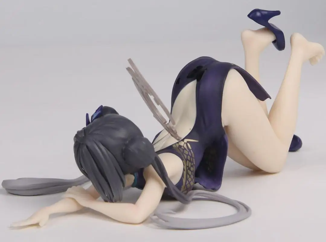 Arquivo azul anime longo hua fei saki figura novo estoque cheongsam pose modelo bidimensional ornamento para coleção e presente