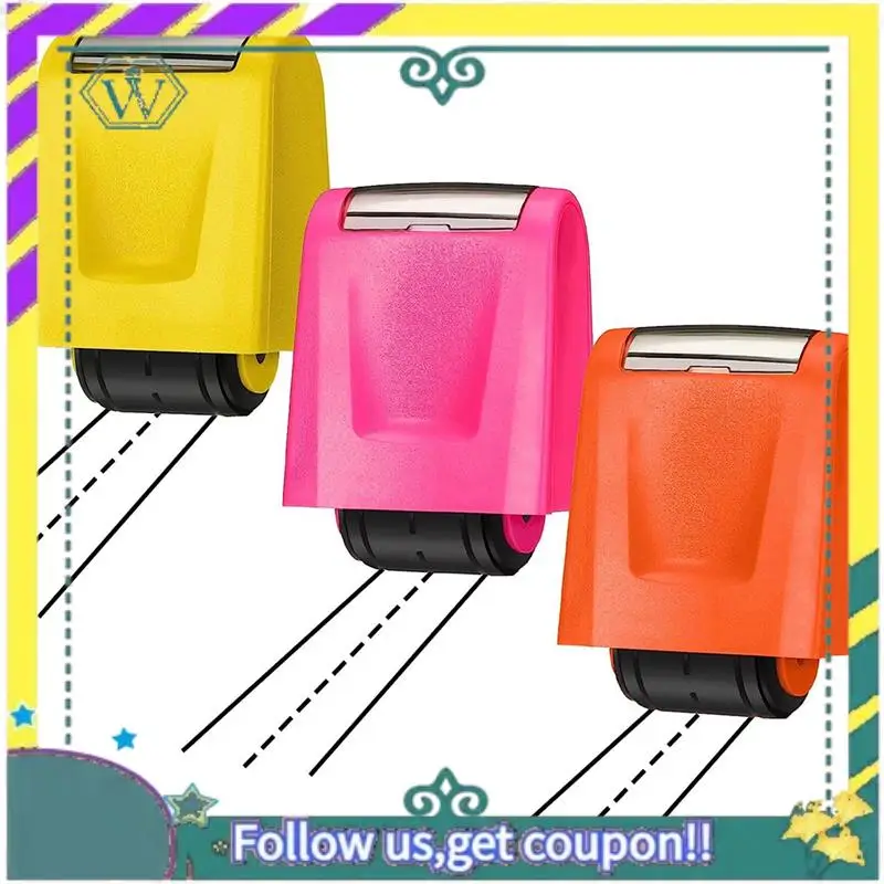 NEW 3 Pieces Dashed Handwriting Lines Practice Roller Stamp Self Inking Line Rolling Stamps