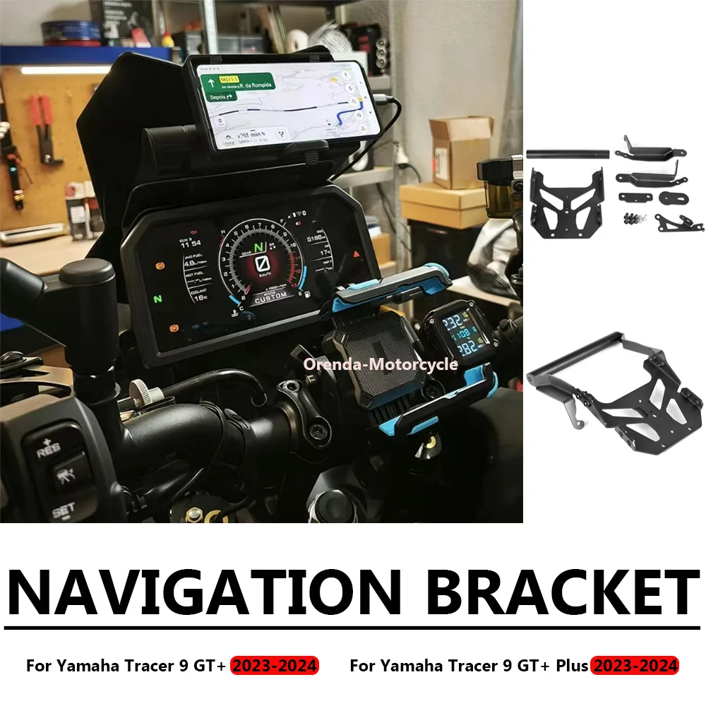 Para Yamaha Tracer 9 GT Tracer 9GT + 9GT Plus 2023-2024 nueva motocicleta GPS grabadora de conducción soporte de montaje para teléfono soporte de navegación