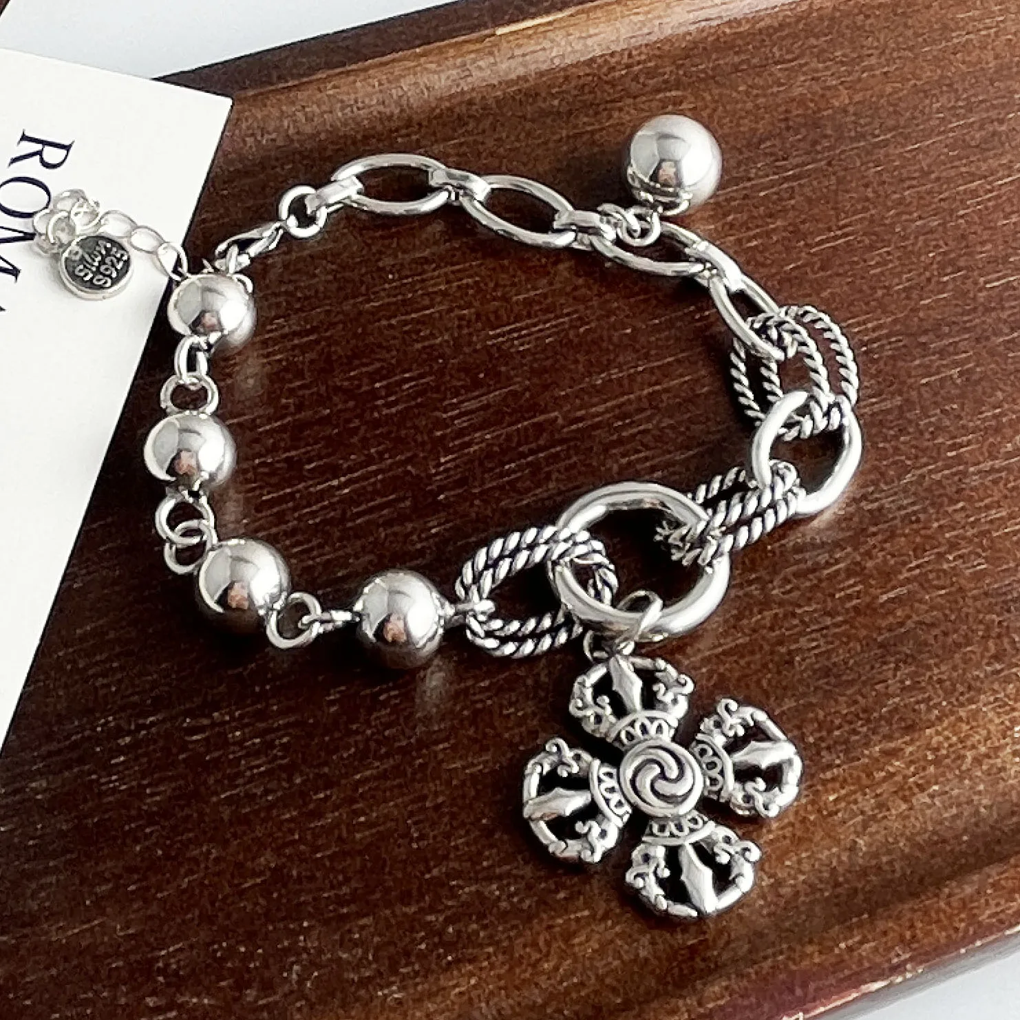 

Браслет из 100% цельного серебра 925 пробы в ретро-стиле для женщин и мужчин, винтажный, ручной работы, с цветочным узором и кисточками, подарок на день рождения