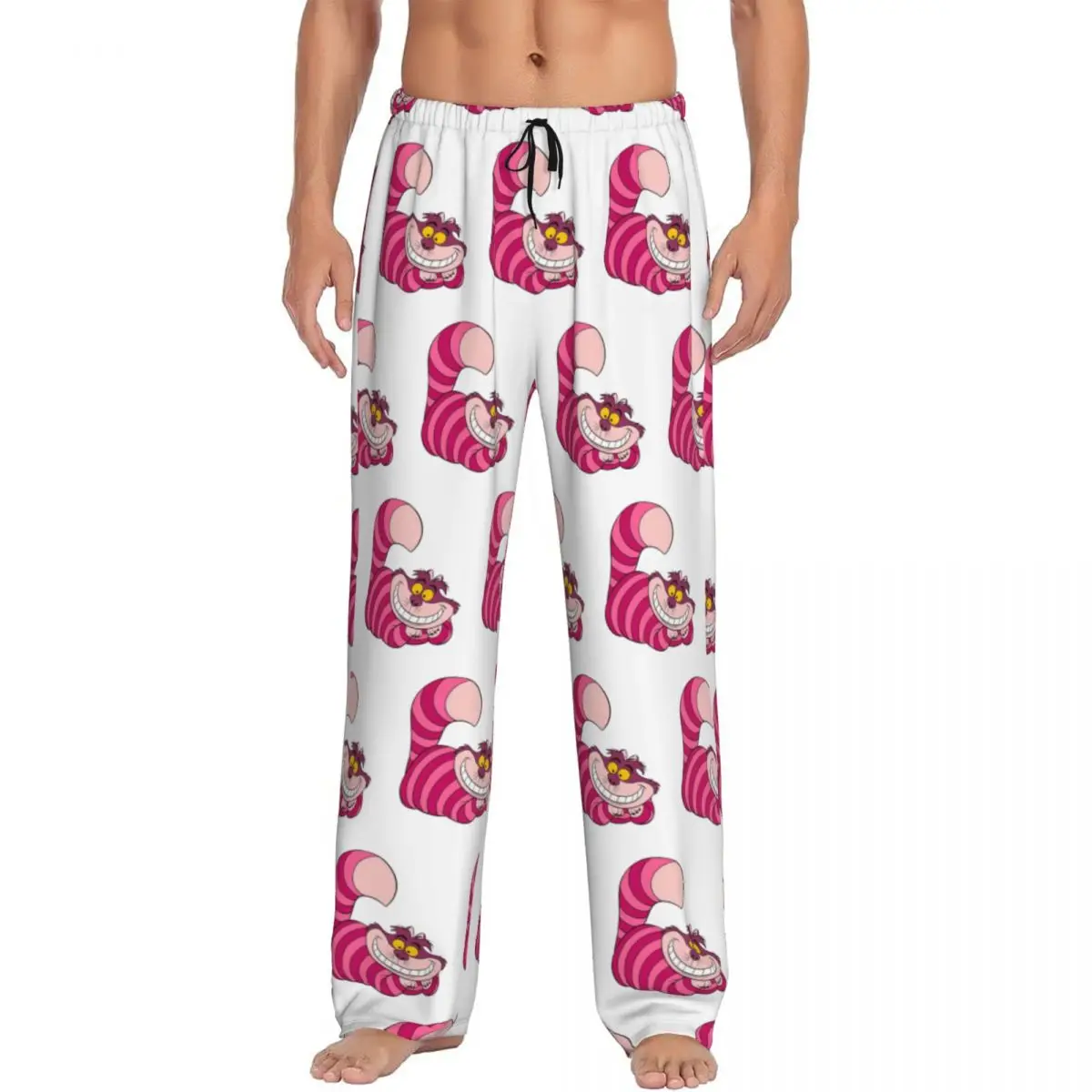 

Custom Alice In Wonderland Cheshire Cat Pajama Pants Men Sleepwear Lounge Sleep Bottoms Stretch with Pockets
