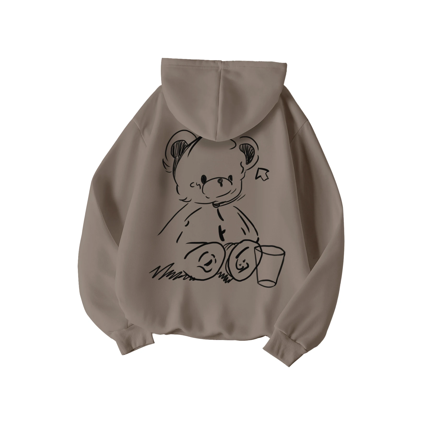 Cute Bear print hoodie for women High Street Vintage Hip Hop Young women Clothing Loose sweatshirt clothes Y2K hoodie