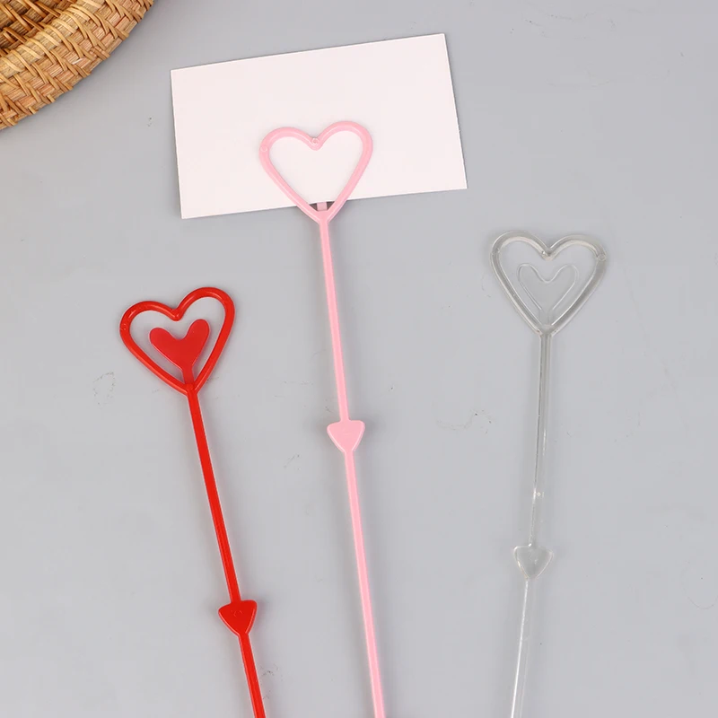 20Pcs Heart Plastic Flower Card Holder Message Card Clip for Bouquet Arrangement Wedding Valentine's Day Party Decoration