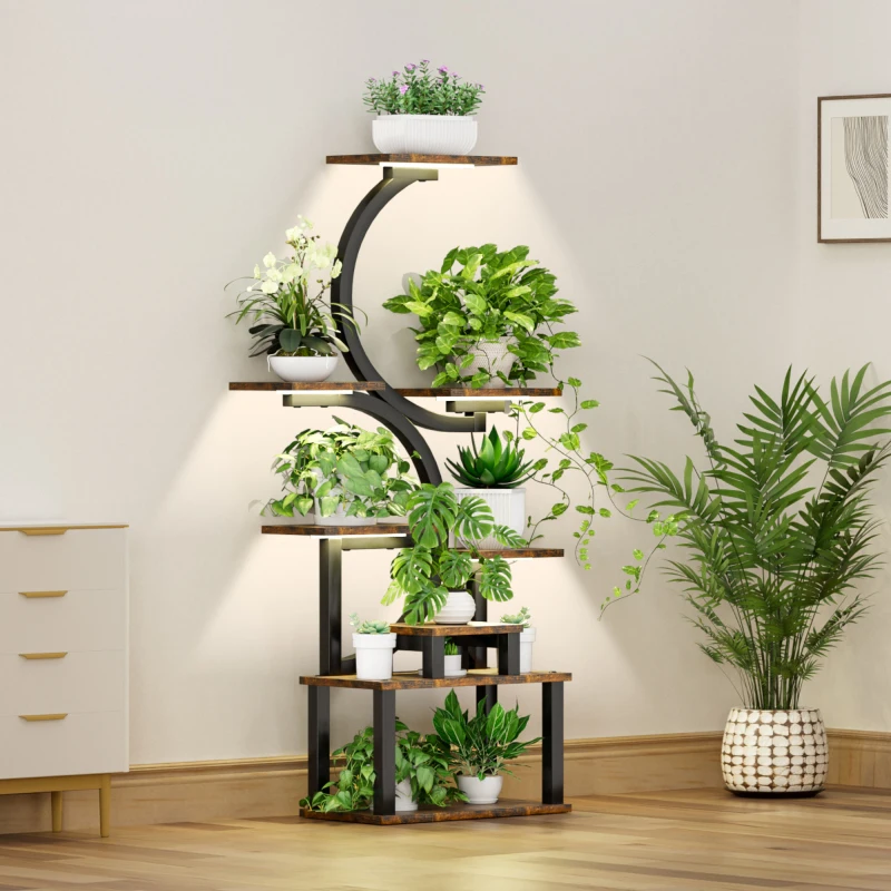 

Multi Layer Potted Plant Rack With Light Indoor Outdoor Living Room Garden Durable Thick Plant Stand