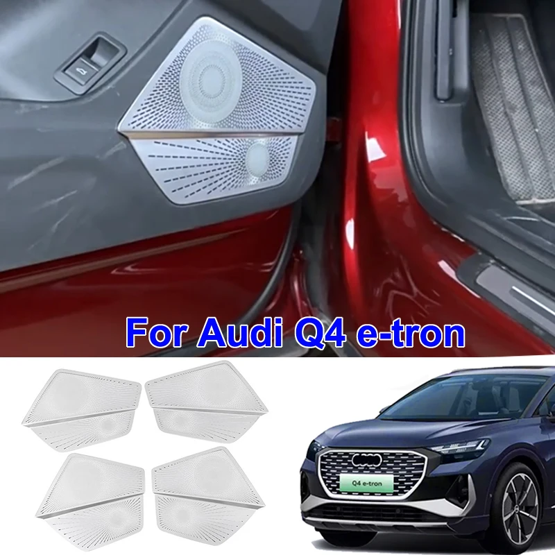 4pcs For Audi Q4 E-tron Car Door Speaker Cover Trim Audio Speaker Protector Interior Accesiories